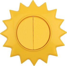 Фото 1/3 KR-78-0618, Выключатель двухклавишный HAPPY Солнце скрытой установки, желтый