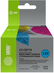 Фото 1/5 Картридж струйный Cactus CS-C8774 №177 светло-голубой (11.4мл) для HP PS 3213/3313/8253/ C5183/C6183/C6283/ C7183/C7283/C8183/ D7163/D7263/D