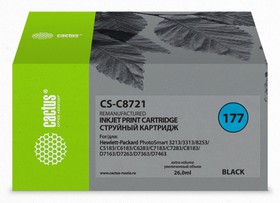 Фото 1/3 Картридж струйный Cactus CS-C8721 №177 черный (26мл) для HP PS 3213/3313/8253/C5183/ C6183/C6283/C7183/ C7283/C8183/D7163/ D7263/D7363/D7463