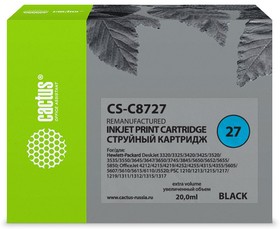 Фото 1/8 Картридж струйный Cactus CS-C8727 №27 черный (20мл) для HP DJ 3320/3325/3420/3425/3520