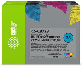 Фото 1/4 Картридж струйный Cactus CS-C8728 №28 многоцветный (18мл) для HP DJ 3320/3325/3420/3425/3520