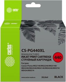 Фото 1/2 Картридж струйный Cactus CS-PG440XL черный для Canon Pixma MG2140/MG3140 (600стр.)