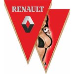 Вымпел треугольный RENAULT с девушкой фон красный буквы серебро S05101068
