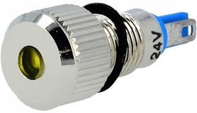 Фото 1/2 GQ8F-D/Y/24, Индикат.лампа: LED, плоский, 24ВDC, Отв: d8мм, IP67, под пайку
