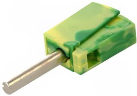 Фото 1/5 215-911, Green/Yellow Male Banana Plug, 4 mm Connector, Cage Clamp Termination, 20A, 42V, Nickel Plating