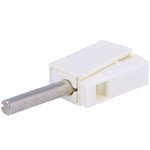 215-611, White Male Banana Plug, 4 mm Connector, Cage Clamp Termination, 20A, 42V, Nickel Plating