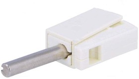 Фото 1/6 215-611, White Male Banana Plug, 4 mm Connector, Cage Clamp Termination, 20A, 42V, Nickel Plating