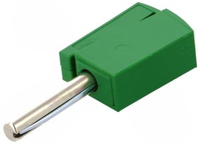 Фото 1/5 215-411, Green Male Banana Plug, 4 mm Connector, Cage Clamp Termination, 20A, 42V, Nickel Plating