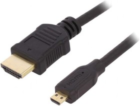 Фото 1/2 50510, Кабель, HDMI 1.4, вилка microHDMI, вилка HDMI, 1,5м, черный