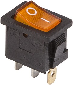 Фото 1/4 36-2152, Выключатель клавишный 250V 6А (3с) ON-OFF желтый с подсветкой Mini (RWB-206, SC-768)