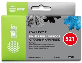 Фото 1/5 Картридж струйный Cactus CS-CLI521C голубой (9мл) для Canon MP540/MP550/MP620/ MP630/MP640/MP660