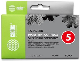 Фото 1/5 Картридж струйный Cactus CS-PGI5BK черный пигментный (23.6мл) для Canon Pixma MP470/MP500/ MP520/MP530/MP600/ MP800/MP810/MP830/ MP979/iP350