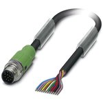 1430543, Male 12 way M12 to Sensor Actuator Cable, 3m