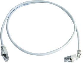 L00001A0164, Cat6a Right Angle Male RJ45 to Male RJ45 Ethernet Cable, S/FTP, White LSZH Sheath, 2m