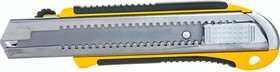 Нож 25 мм, выдвижное лезвие, усиленный, металл, обрезиненная ручка 119030