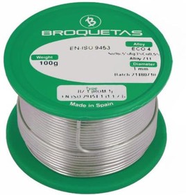 ECO 4 B2.1 1,0MM 100G, Проволочный припой, Sn96,5Ag3Cu0,5, 1мм, 0,1кг, катушка