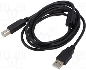 KABUSB2 AB 2M AL-OEM-100A, Cable; USB 2.0; USB A plug,USB B plug; 1.8m; black; Core: Cu