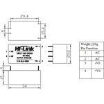 HLK-PM01, AC/DC преобразователь, 5В, 0.6А, 3Вт