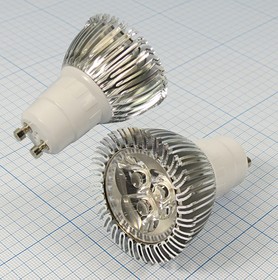 Лампа светодиодная 220В, GU10, 3Вт, белый, 300лм, 50x 62, H-GU10-A
