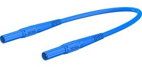 Measuring lead with (4 mm plug, spring-loaded, straight) to (4 mm plug, spring-loaded, straight), 2 m, blue, silicone, 2.5 mm², CAT IV