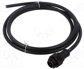 Sensor actuator cable, RD24 cable plug, straight to open end, 3 pole + PE, 2 m, PVC, black, 16 A, 79 0231 20 04