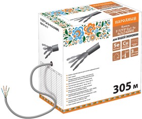 SQ0107-0117, Кабель витая пара, серый 4х2х24AWG (305м) PVC, серия "Народная" TDM ELECTRIC