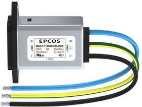 Фото 1/3 B84771A0008L000, EPCOS,8A,250 V ac/dc Male Panel Mount IEC Inlet Filter B84771A0008L000,Wire