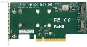Фото 1/4 Supermicro AOC-SLG3-2M2-O Low Profile, Dual NVMe M.2 SSD PCIe add-on card