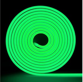 Фото 1/4 Неоновая светодиодная лента 5м, 6x12мм, 24В, 9Вт/м, 120 LED/m, IP33 (ПВХ), зеленый, ML-NF-24V-0612-Green