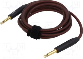 TK123PSF-TB, Cable; Jack 6,3mm 2pin plug,both sides; 3m; brown; 0.25mm2