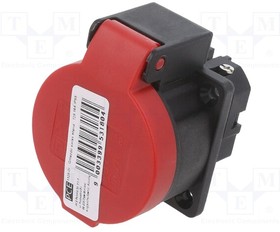 1325-0R, Connector: AC supply; socket; 2P+PE; 250VAC; 16A; black,red; PIN: 3