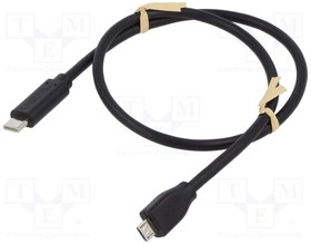 CU0196, Cable; USB 2.0; USB B micro plug,USB C plug; 0.5m; black; 480Mbps