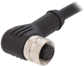 Фото 1/3 PXPTPU12RAF12ACL010PUR, Cordset, M12 Socket - Bare End, 12 Conductors, 1m, IP67, Black