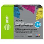 Картридж струйный Cactus CS-C9361 №136 многоцветный (18мл) для HP DJ 5443/D4163/DJ 6313/PS 2573/C3183/C4183/ D5163/1513/1513s