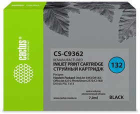 Фото 1/6 Картридж струйный Cactus CS-C9362 №132 черный (7мл) для HP DJ 5443/D4163/DJ 6215/PS 2573/C3183/D5163/PSC 1513