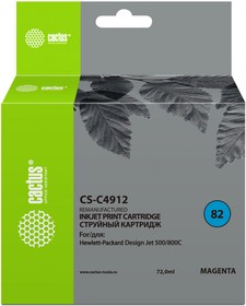 Фото 1/10 Картридж струйный Cactus CS-C4912 №82 пурпурный (72мл) для HP DJ 500/800C