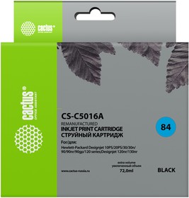 Фото 1/3 Картридж струйный Cactus CS-C5016A №84 черный (72мл) для HP DJ 10PS/20PS/30GP/ 50PS/90/120/130DE