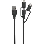 1700-0136, Cable, Male USB A to Lightning, Micro USB B, USB C Cable, 1.2m
