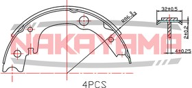 HS7283NY, Колодки тормозные барабанные Toyota Avensis (T25) 04/03-, (170x32)