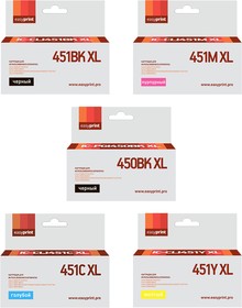 Комплект картриджей EasyPrint IC-CLI451XL_SET для Canon: PGI-450BK XL/CLI-451 XL, пигментный черный, черный, голубой, пурпурный, желтый