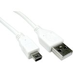 USB 2.0 Cable, Male USB A to Male Mini USB B Cable, 1.8m