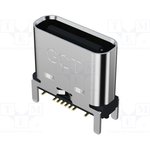 USB4145-03-0070-C, USB Connectors USB-C Rec 3u\" Vert 16P SMT 0.7mm TH stakes ...