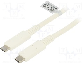 CU0180, Кабель; USB 4.0; вилка USB C,с обеих сторон; 0,8м; белый; 100Вт