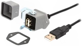 Фото 1/2 1310-0007-04, Кабель / адаптер, гнездо USB A,вилка USB A, 1310, USB 2.0, IP65