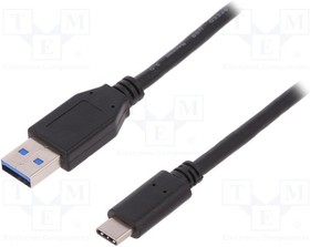 AK-300136-010-S, Cable; USB 2.0; USB A plug,USB C plug; nickel plated; 1m; black