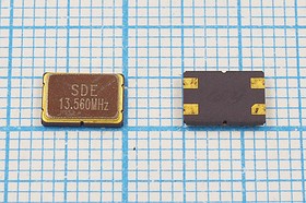 Кварцевый резонатор 13560 кГц, корпус SMD07050C4, нагрузочная емкость 16 пФ, точность настройки 30 ppm, стабильность частоты 50/-40~85C ppm/