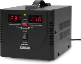 Фото 1/2 POWERMAN AVS 1000D Black, POWERMAN AVS 1000D, Стабилизатор POWERMAN AVS 1000D, черный, ступенчатый регулятор, цифровые индикаторы уровней на