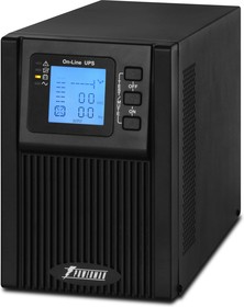 Фото 1/6 Powerman Online 1000 Plus, ИБП POWERMAN Online 1000, LCD, двойного преобразования, 1000ВА, 900Вт, 2 евророзетки с резервным питанием, USB, R
