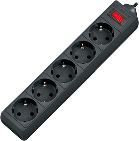 Фото 1/4 Surge Protector Defender ES 3 3m, black, 5 outlets, Сетевой фильтр Defender ES 3 3 м, черный, 5 розеток
