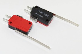 Фото 1/4 Микропереключатель, размер 29x10 x16, 16А, переключение ON-(ON), размер концевика L51/4.8, SF-6007